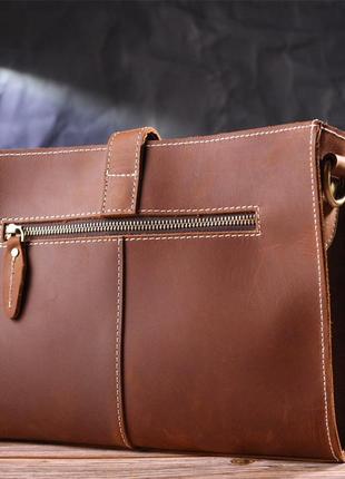 Винтажная женская сумка из натуральной кожи 21301 vintage коричневая8 фото