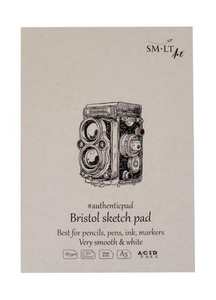 Блокнот-склейка для кіскозів authentic (bristol) а5 185 г/м2 50 л білий гладкий папір smlt