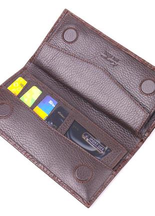 Бумажник мужской из натуральной фактурной кожи karya 21434 коричневый3 фото