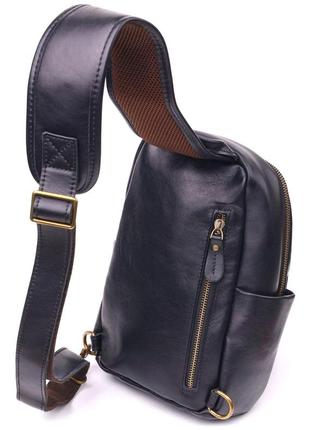 Превосходная сумка мужская через плечо из натуральной гладкой кожи 21286 vintage черная2 фото