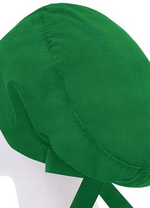 Медична шапочка шапка жіноча тканинна бавовняна багаторазова однотонна зелена2 фото