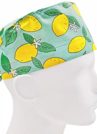 Медицинская шапочка шапка мужская тканевая хлопковая многоразовая принт лимоны