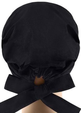 Медична шапочка шапка жіноча тканинна бавовняна багаторазова однотонна чорна2 фото