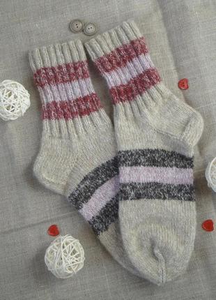 Зимові вовняні шкарпетки ручна робота 37 розмір3 фото