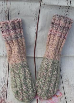 Вязаные зимние носки с узором косы ручная работа 37-38 размер