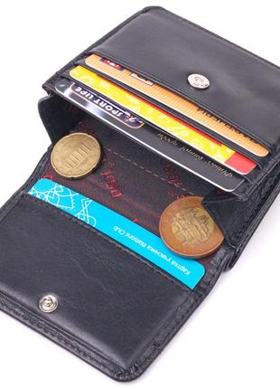Компактний жіночий гаманець із натуральної гладкої шкіри karya 21432 чорний5 фото