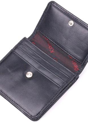 Компактний жіночий гаманець із натуральної гладкої шкіри karya 21432 чорний3 фото