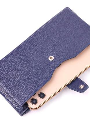 Стильный вертикальный бумажник из натуральной кожи karya 21423 синий3 фото