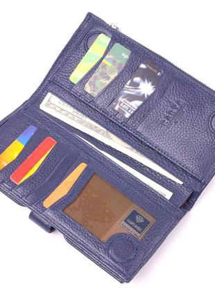 Стильный вертикальный бумажник из натуральной кожи karya 21423 синий5 фото
