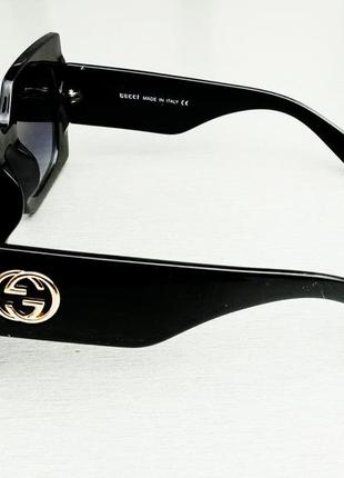 Окуляри в стилі gucci жіночі сонцезахисні окуляри великі чорні квадратні в каменях3 фото