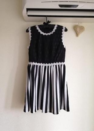 Плаття чорне біле мереживне1 фото