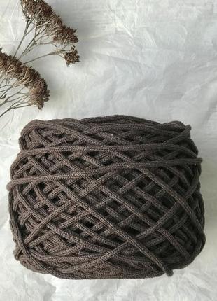 Шнур хлопковый цвет коричневый 4 мм для вязания ковров,корзин,декора
