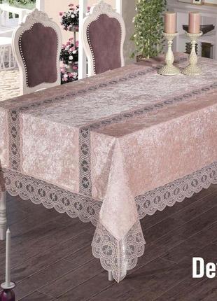 Скатертина велюр maison royale 160x300 defne powder