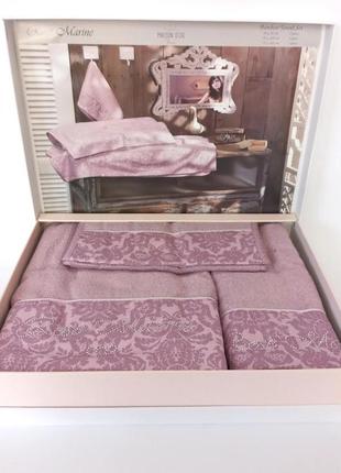 Полотенца maison d'or 3шт rose marine dark lilac