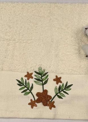 Махровое полотенце ma me 30х50 flowers 1 молочное