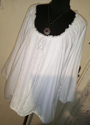 Натуральна-100% бавовна,трикотажна,біла блузка,бохо,великого розміру,rosebud6 фото