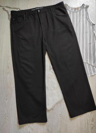 Черные джинсы брюки штаны стрейч прямые высокая талия посадка высокий рост широкие1 фото