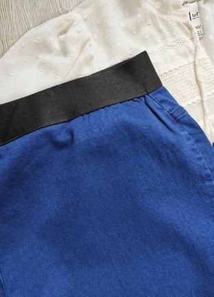 Синие джинсы скинни джеггинсы на резинке стрейч батал большого размера высокая талия посад7 фото