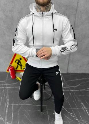 Отличный мужской спортивный костюм nike runner white black белый с чёрным