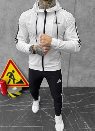 Чудовий чоловічий спортивний костюм adidas terrex white black білий з чорним