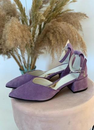 Лилові замшеві жіночі  туфлі ,35-411 фото