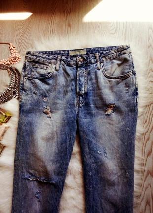 Синие джинсы бойфренды варенки с дырками момы мом батал большого размера широкие2 фото