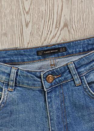 Блакитні джинси скіні вузька квітковою вишивкою розрізами знизу рвані стрейч щільні8 фото
