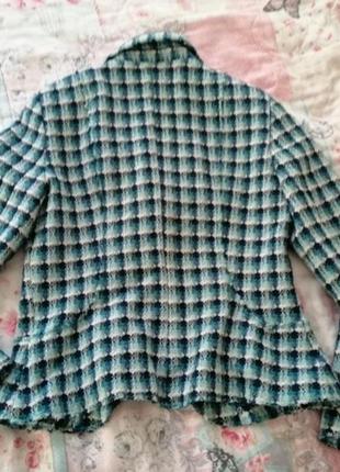 Твидовый бирюзовый пиджак в клетку от zara3 фото