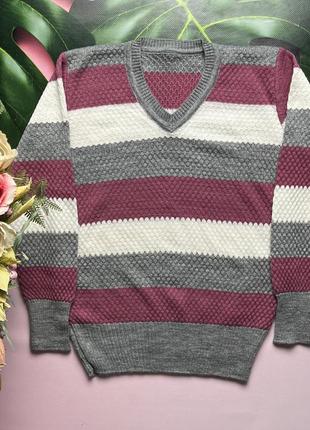 🪗разноцветный легкий вязаный свитерик/свет в полоску/полосатый разноцветный светер весна🪗