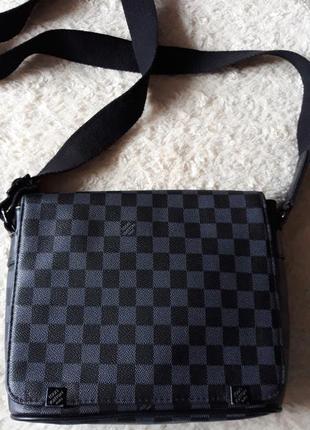 Мужская сумка-луи вытон louis vuitton в клетку сумочка через плечо планшетка...
