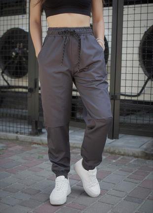 Женские брюки стильные джоггеры на манжетах without серые3 фото