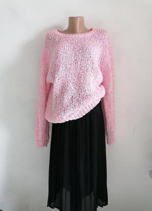🌹об'ємний в' язаний джемпер 🌹пастельно - розовый свитер1 фото