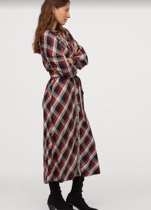 Платье рубашка в клетку миди h&m 2