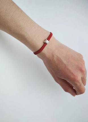 Плетеный кожаный браслет-оберег (красная нитка) ′aclock'2 фото