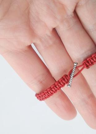 Плетеный кожаный браслет-оберег (красная нитка) ′aclock'4 фото