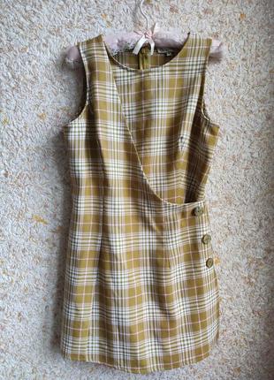 Вінтажна сукня в клітинку красива модна коктейльна сарафан жовтий англія love