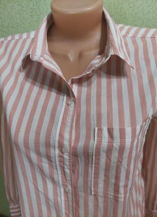 Бавовняна  жіноча сорочка в смужку  h&m3 фото