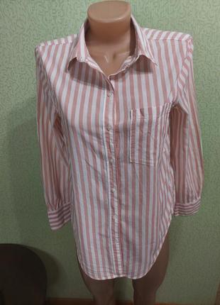 Бавовняна  жіноча сорочка в смужку  h&m2 фото