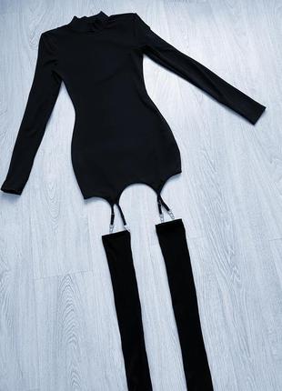 Шикарный комплект чулки гольфы платье мини с подтяжками s1 фото