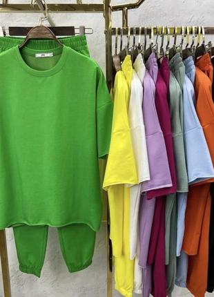 Жіночий костюм з футболкою на літо 9 кольорів, 48-56 розміри