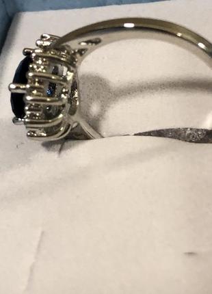 Кольцо серебро с классическим синим лабораторным сапфиром шри ланка4 фото