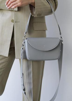 Сумка-клатч жіноча шкіряна серая