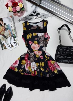 Красивое платье в цветы с вставками сетки рясное платье нарядное цветочный принт 46 44 распродажа cameo rose