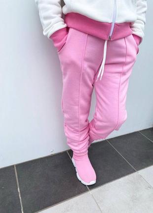 Венсяний костюм двухнитка рожевий сірий4 фото