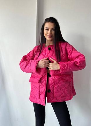 Качественная стеганая курточка плащевка базовая черная молочная малиновая серая хаки розовая куртка стильная трендовая стеганная5 фото