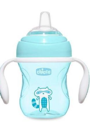 Поильник-непроливайка chicco transition cup 4м+ 200мл. голубая (06911.20)