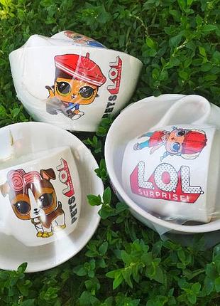 Детский набор посуды миньоны, щенячий патруль, лол, тачки, единороги, мультяшні...