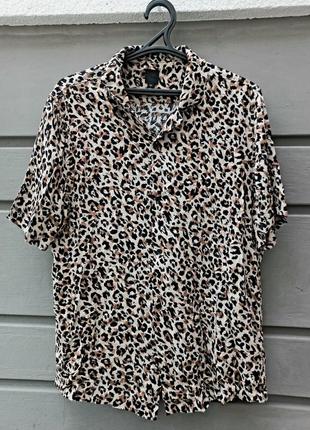 Женская рубашка блуза принт леопард h&amp;m вискоза