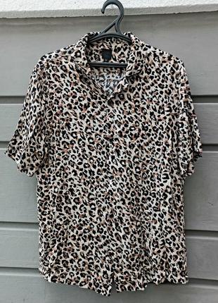 Женская рубашка блуза принт леопард h&m вискоза