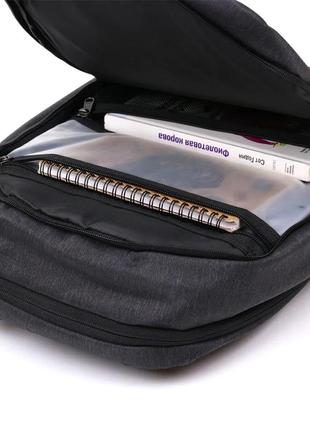 Рюкзак классика тканевый для ноутбука документов а4 черный серый4 фото